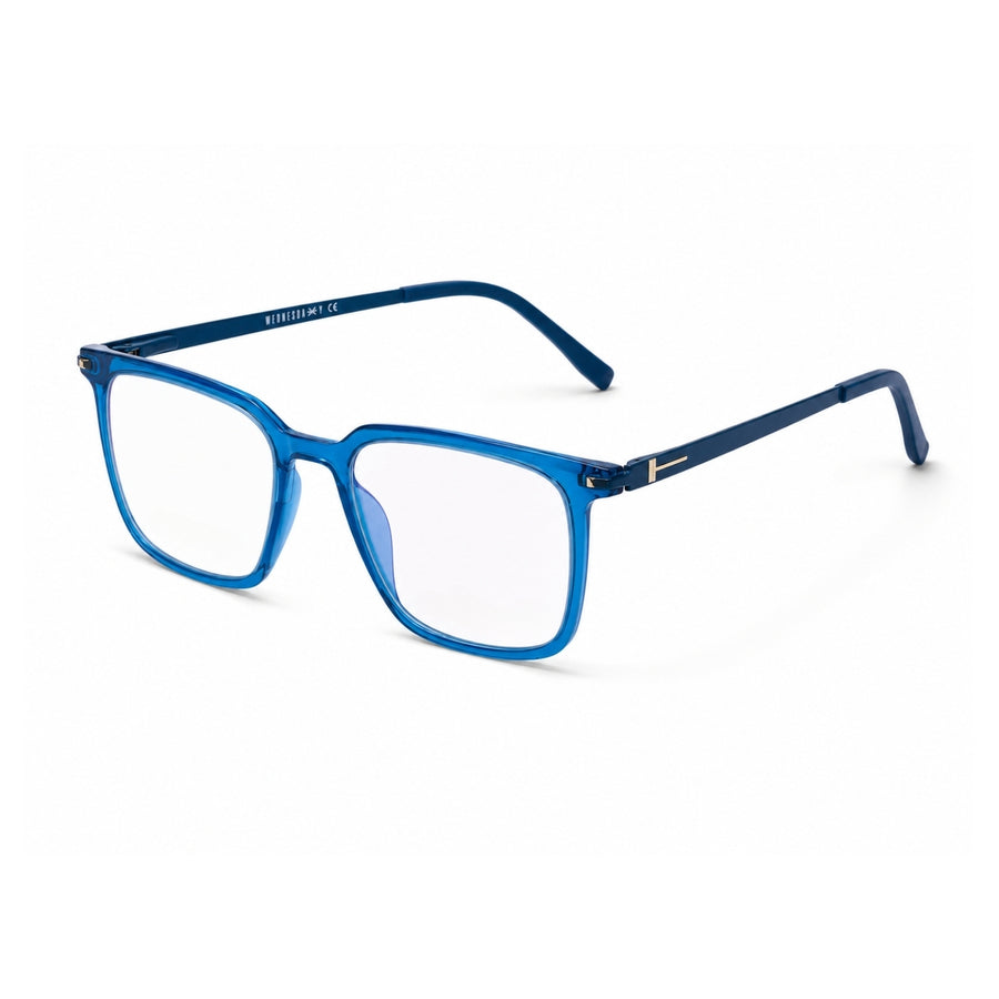 Wednesday 1004 Blue optical frame – left angle view