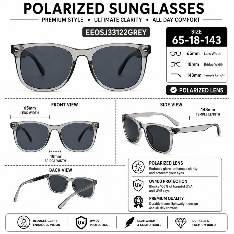 VERLIN 4319 D GREY Polarized Prescription-Friendly Sunglasses — supplied source view 5