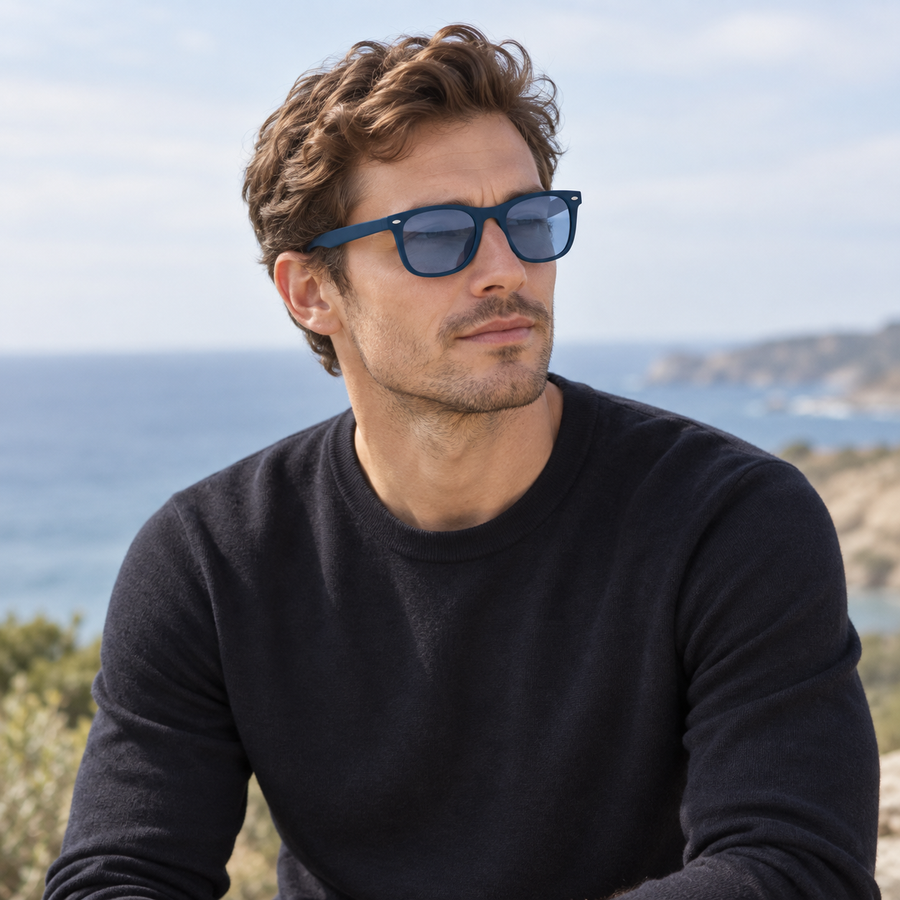VERLIN 4319 D BLUE Polarized Prescription-Friendly Sunglasses — colour-accurate model creative
