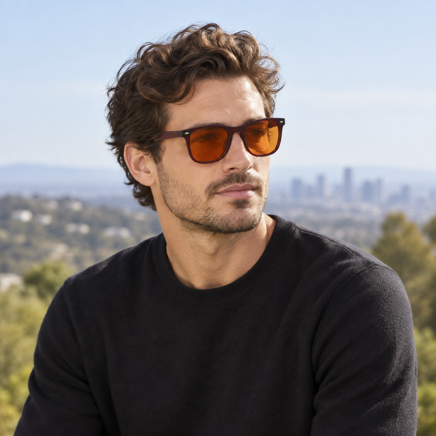 VERLIN 4319 D BROWN Polarized Prescription-Friendly Sunglasses — colour-accurate model creative