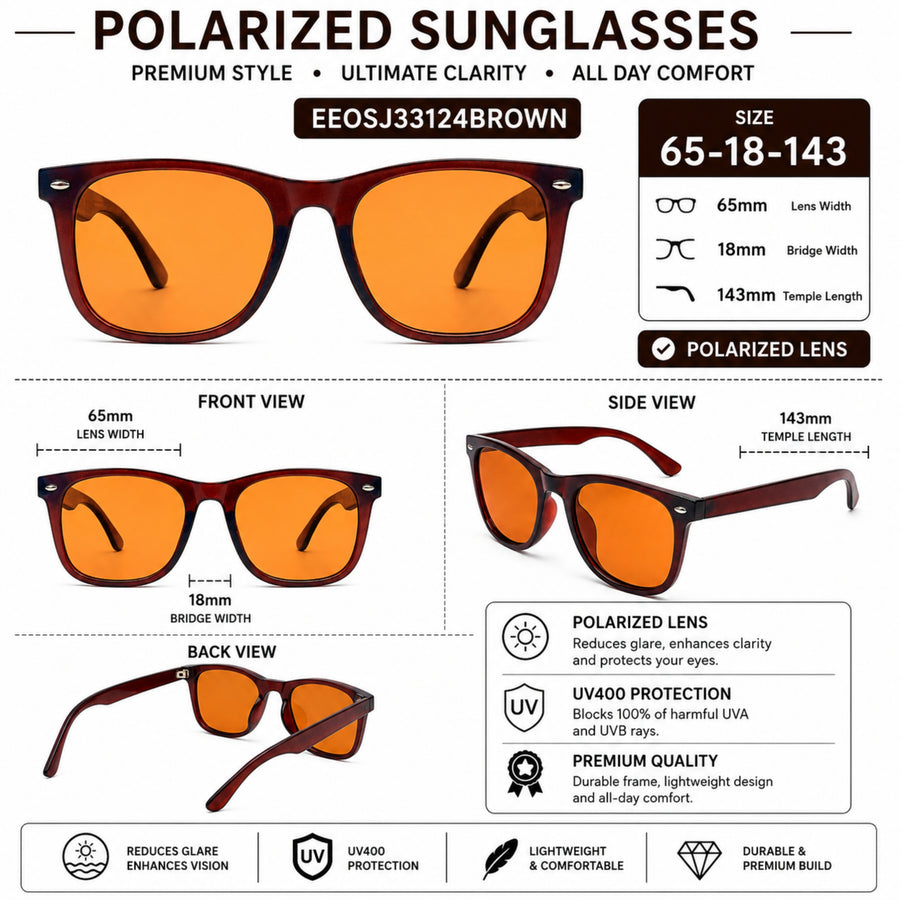 VERLIN 4319 D BROWN Polarized Prescription-Friendly Sunglasses — supplied source view 5