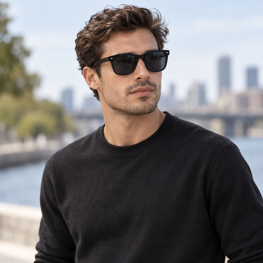 VERLIN 4319 D BLK Polarized Prescription-Friendly Sunglasses — colour-accurate model creative