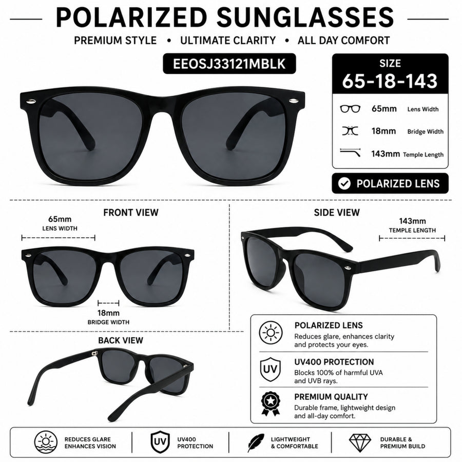 VERLIN 4319 D BLK Polarized Prescription-Friendly Sunglasses — supplied source view 5