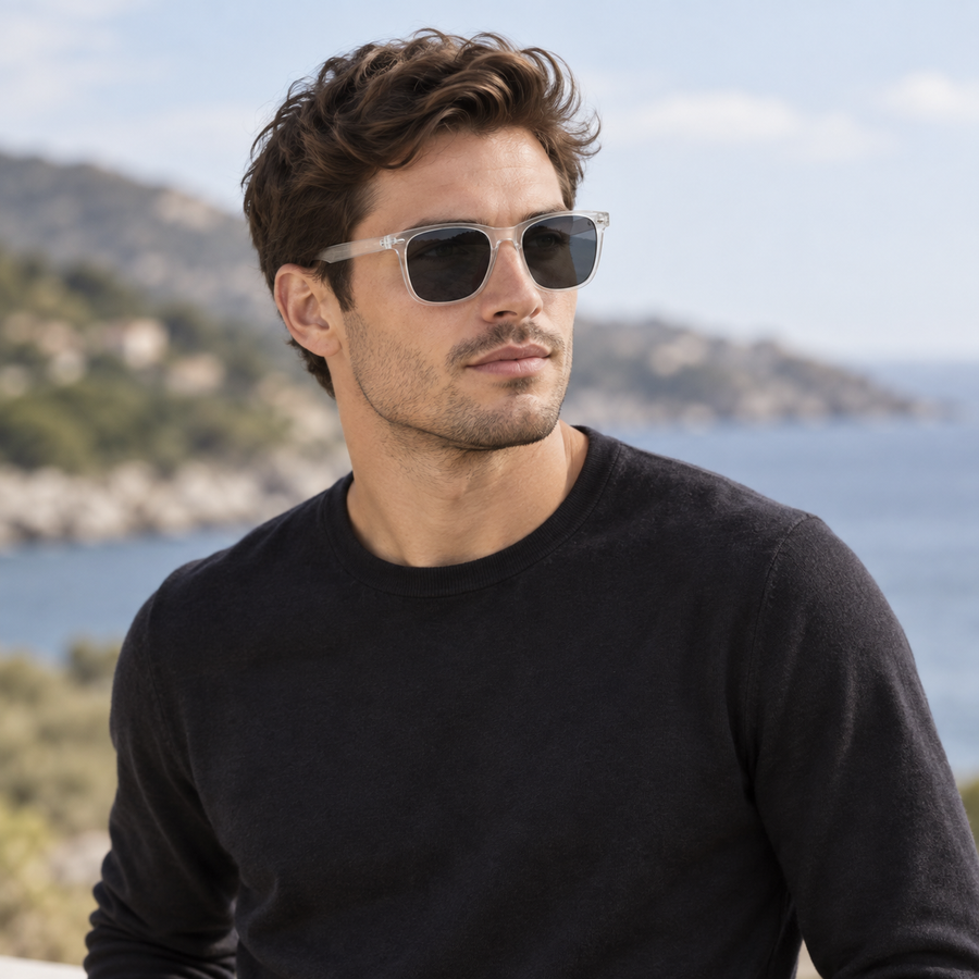 VERLIN 4319 D WHITE Polarized Prescription-Friendly Sunglasses — colour-accurate model creative
