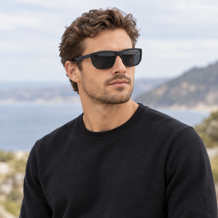 VERLIN 8371 MBLK Polarized Prescription-Friendly Sunglasses — colour-accurate model creative