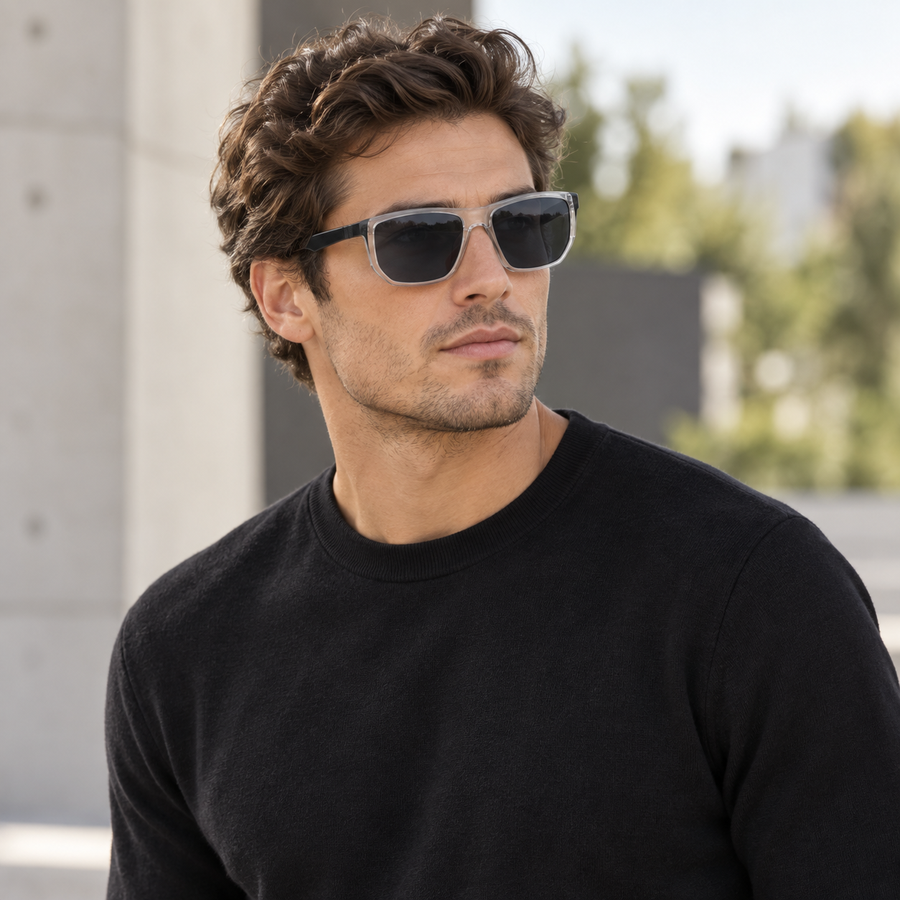 VERLIN 8371 GREY Polarized Prescription-Friendly Sunglasses — colour-accurate model creative