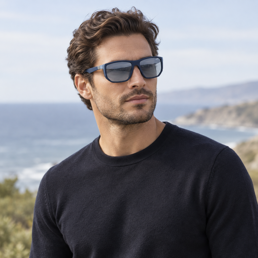 VERLIN 8371 BLUE Polarized Prescription-Friendly Sunglasses — colour-accurate model creative