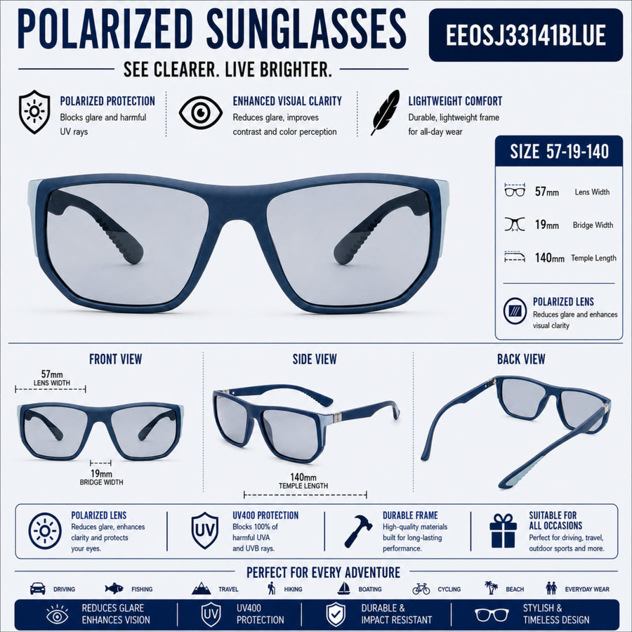 VERLIN 8371 BLUE Polarized Prescription-Friendly Sunglasses — supplied source view 5