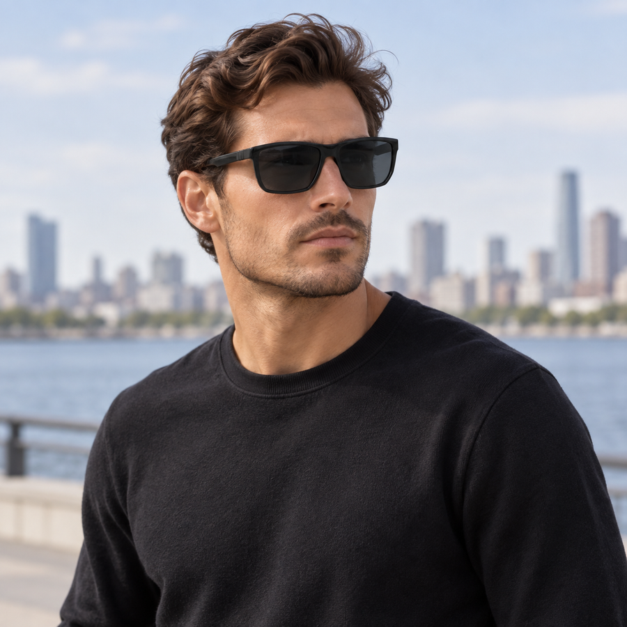 VERLIN 8371 BLK Polarized Prescription-Friendly Sunglasses — colour-accurate model creative