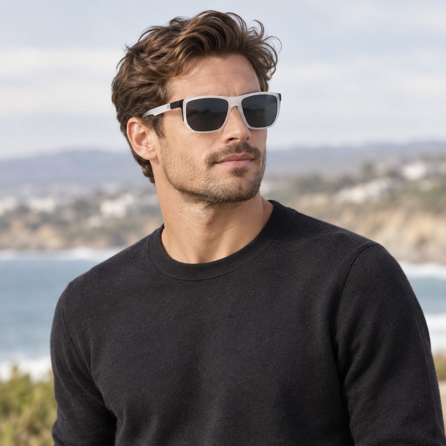 VERLIN 8371 WHITE Polarized Prescription-Friendly Sunglasses — colour-accurate model creative