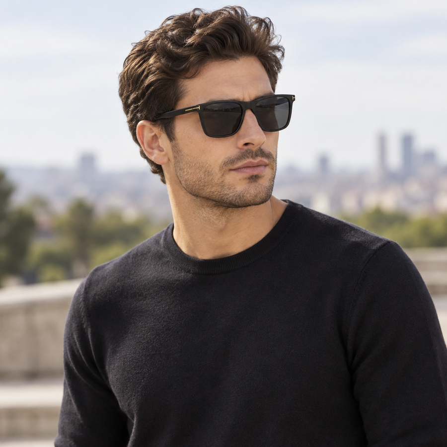VERLIN 0776 MBLK Polarized Prescription-Friendly Sunglasses — colour-accurate model creative