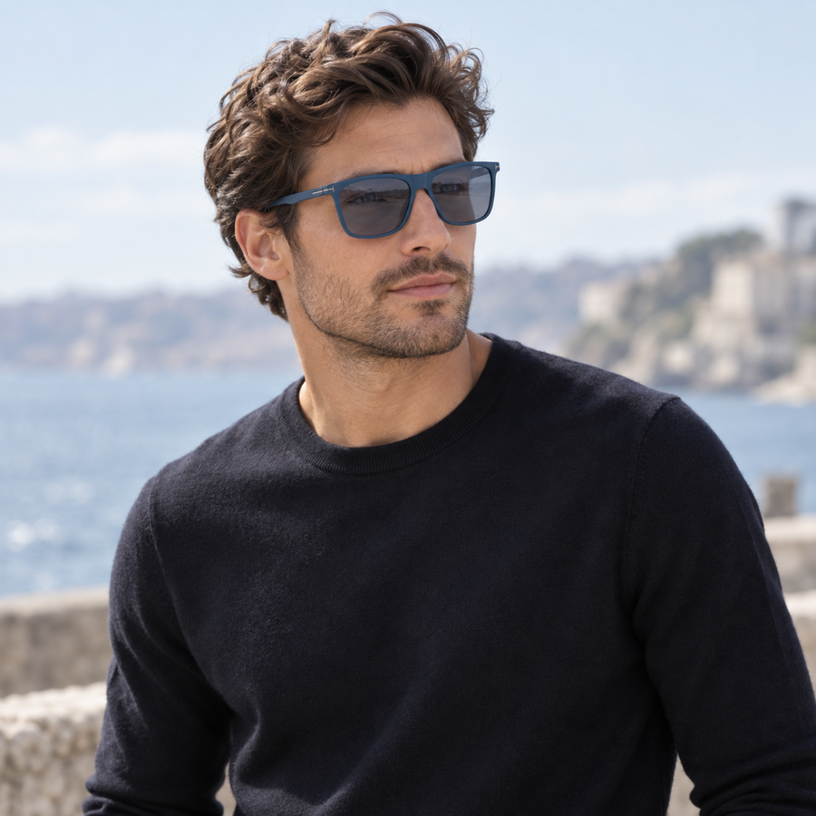 VERLIN 0776 BLUE Polarized Prescription-Friendly Sunglasses — colour-accurate model creative