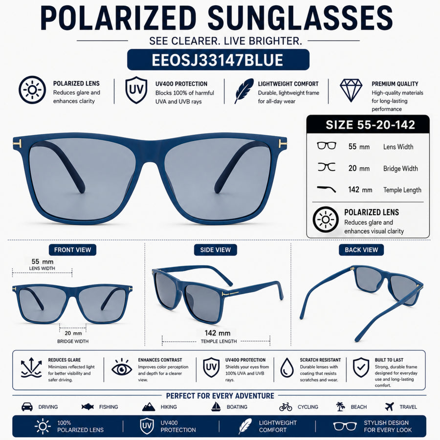 VERLIN 0776 BLUE Polarized Prescription-Friendly Sunglasses — supplied source view 5