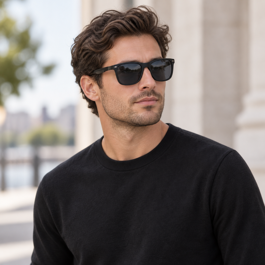 VERLIN 8372 MBLK Polarized Prescription-Friendly Sunglasses — colour-accurate model creative