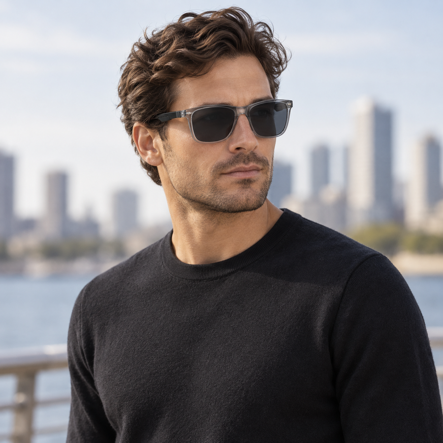 VERLIN 8372 GREY Polarized Prescription-Friendly Sunglasses — colour-accurate model creative