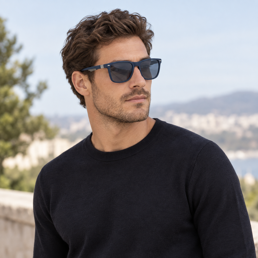 VERLIN 8372 BLUE Polarized Prescription-Friendly Sunglasses — colour-accurate model creative