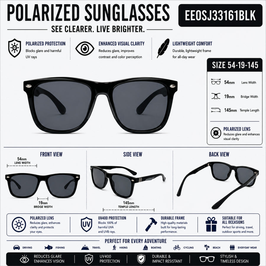 VERLIN 8372 BLK Polarized Prescription-Friendly Sunglasses — supplied source view 5