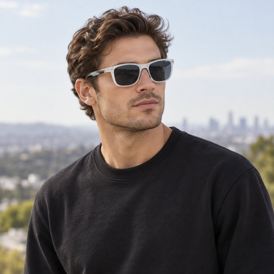 VERLIN 8372 WHITE Polarized Prescription-Friendly Sunglasses — colour-accurate model creative