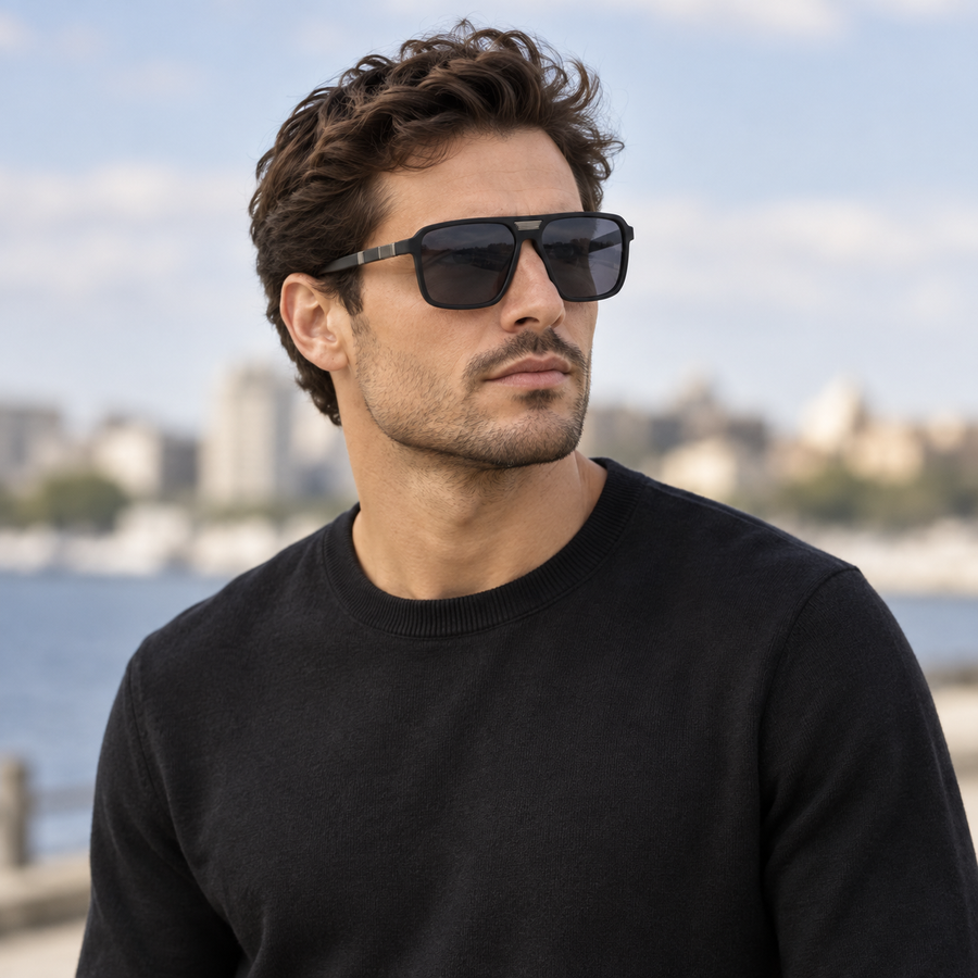 VERLIN 6227 MBLK Polarized Prescription-Friendly Sunglasses — colour-accurate model creative