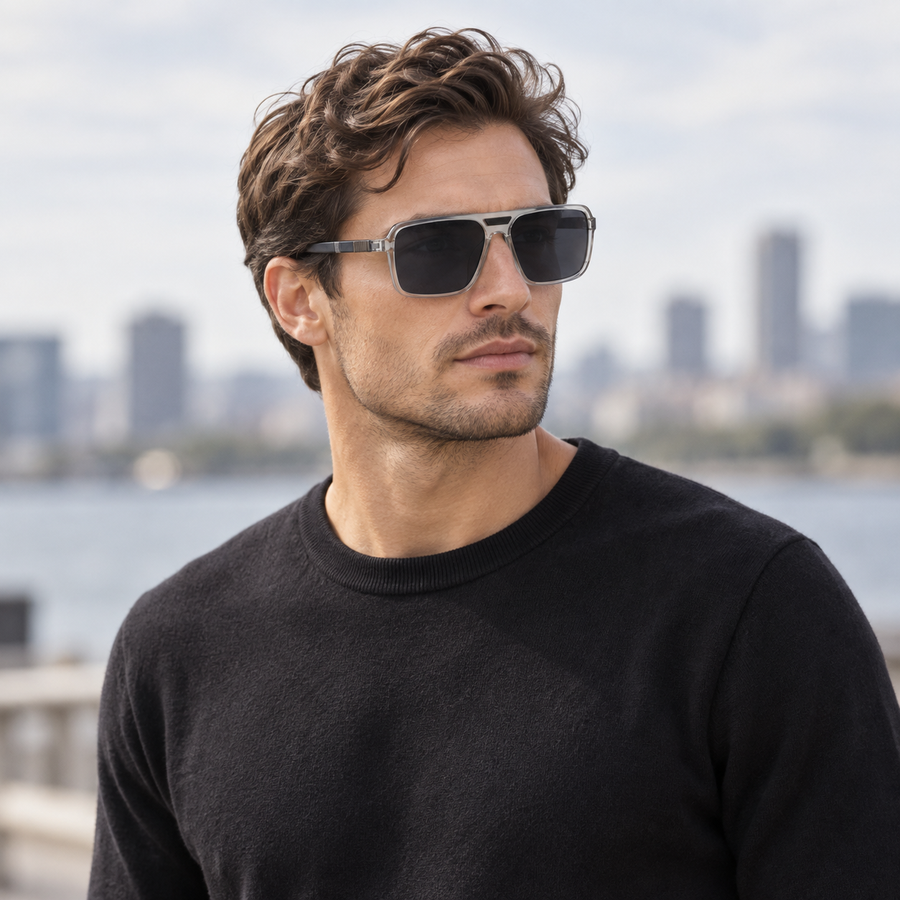 VERLIN 6227 GREY Polarized Prescription-Friendly Sunglasses — colour-accurate model creative
