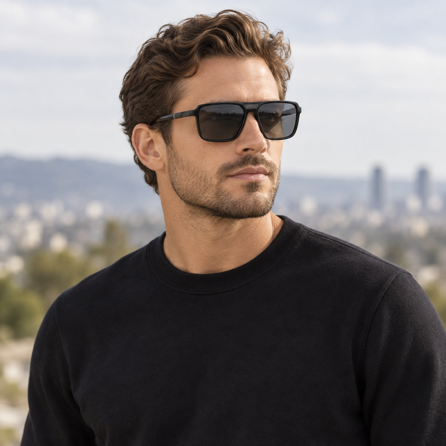 VERLIN 6227 BLK Polarized Prescription-Friendly Sunglasses — colour-accurate model creative