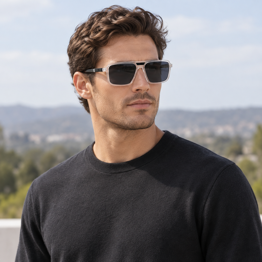 VERLIN 6227 WHITE Polarized Prescription-Friendly Sunglasses — colour-accurate model creative