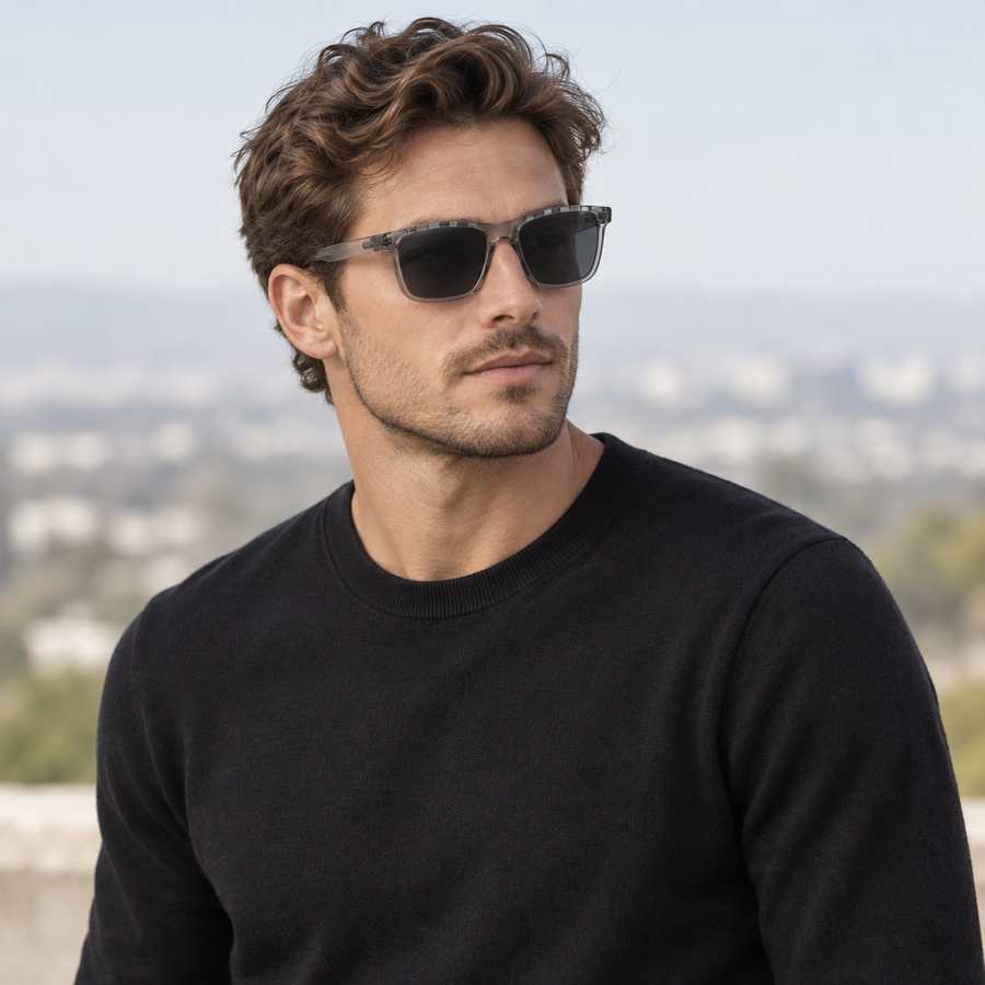 VERLIN 8393 GREY Polarized Prescription-Friendly Sunglasses — colour-accurate model creative