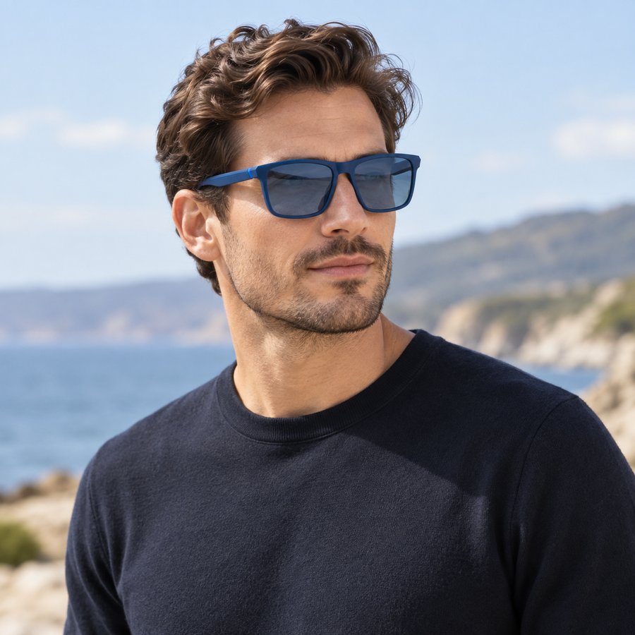 VERLIN 8393 BLUE Polarized Prescription-Friendly Sunglasses — colour-accurate model creative