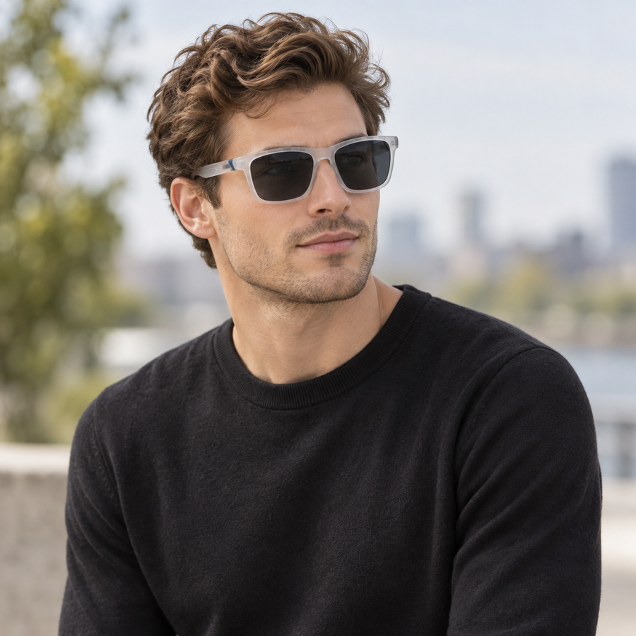 VERLIN 8393 WHITE Polarized Prescription-Friendly Sunglasses — colour-accurate model creative