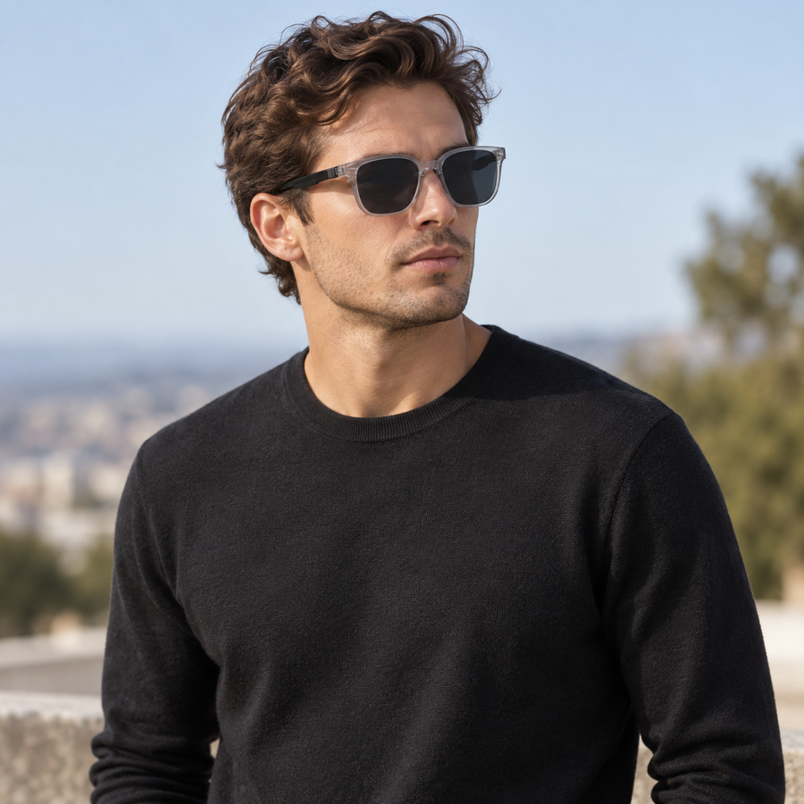 VERLIN 8368 GREY Polarized Prescription-Friendly Sunglasses — colour-accurate model creative
