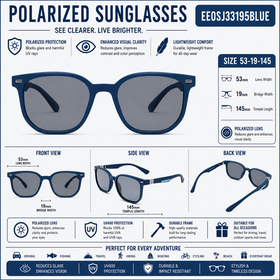 VERLIN 8368 BLUE Polarized Prescription-Friendly Sunglasses — supplied source view 5