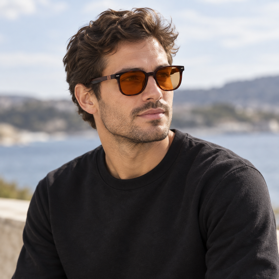 VERLIN 8368 BROWN Polarized Prescription-Friendly Sunglasses — colour-accurate model creative