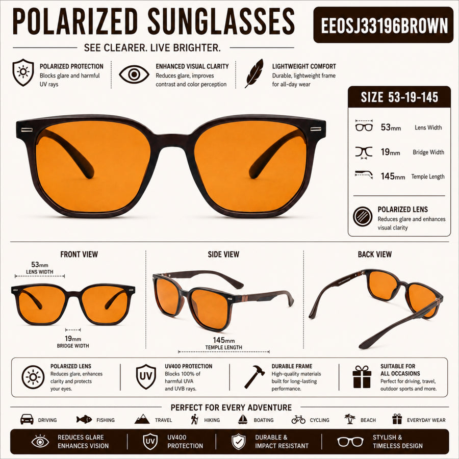 VERLIN 8368 BROWN Polarized Prescription-Friendly Sunglasses — supplied source view 5