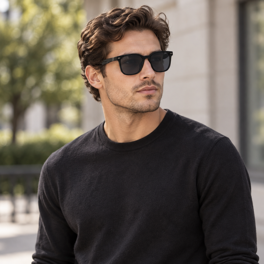 VERLIN 8368 BLK Polarized Prescription-Friendly Sunglasses — colour-accurate model creative