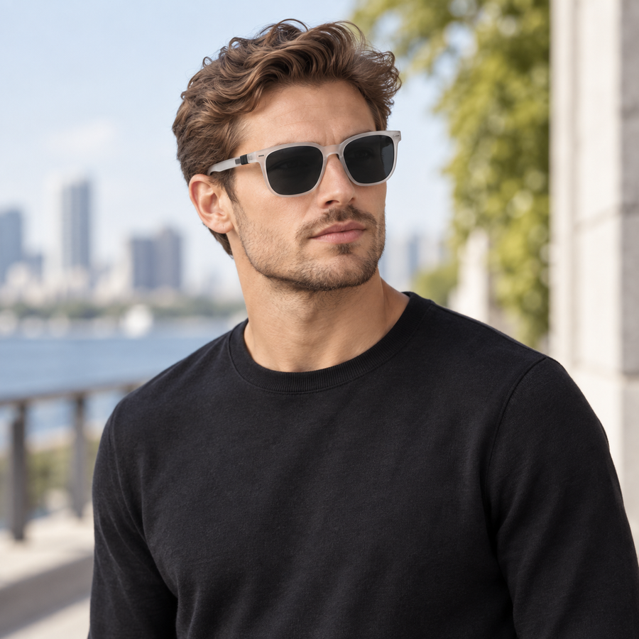 VERLIN 8368 WHITE Polarized Prescription-Friendly Sunglasses — colour-accurate model creative