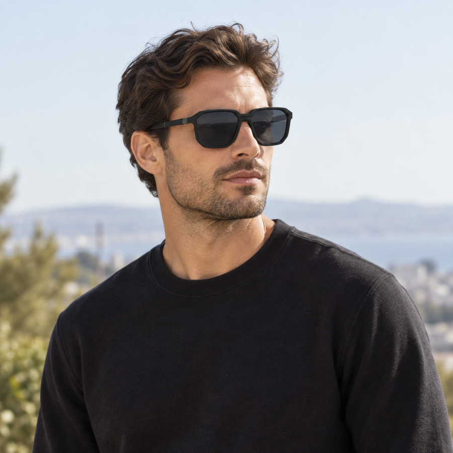 VERLIN 91128 MBLK Polarized Prescription-Friendly Sunglasses — colour-accurate model creative