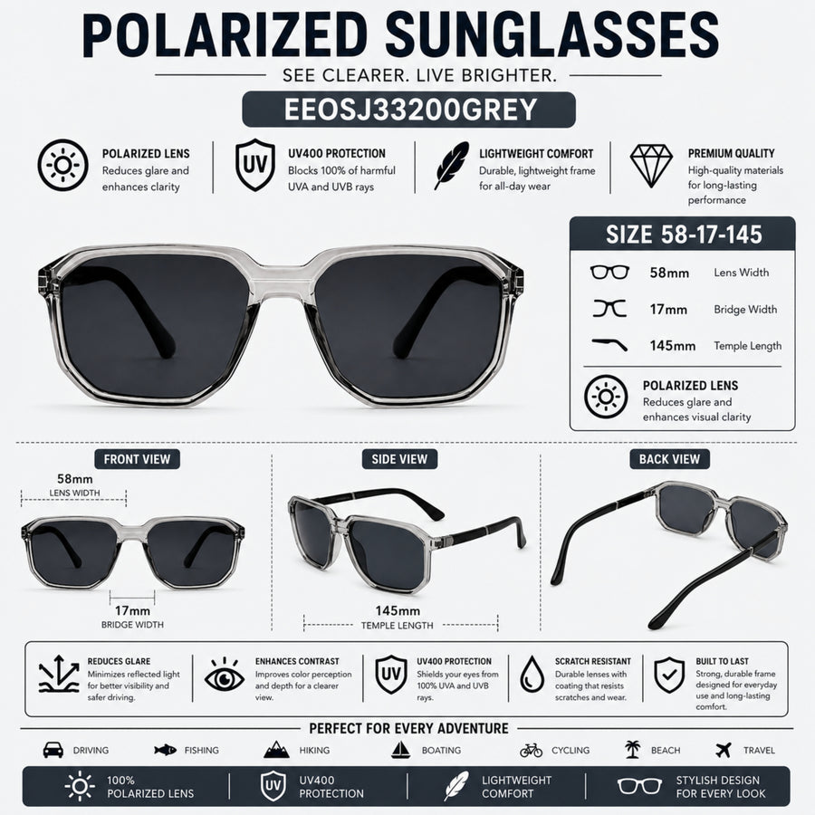 VERLIN 91128 GREY Polarized Prescription-Friendly Sunglasses — supplied source view 5