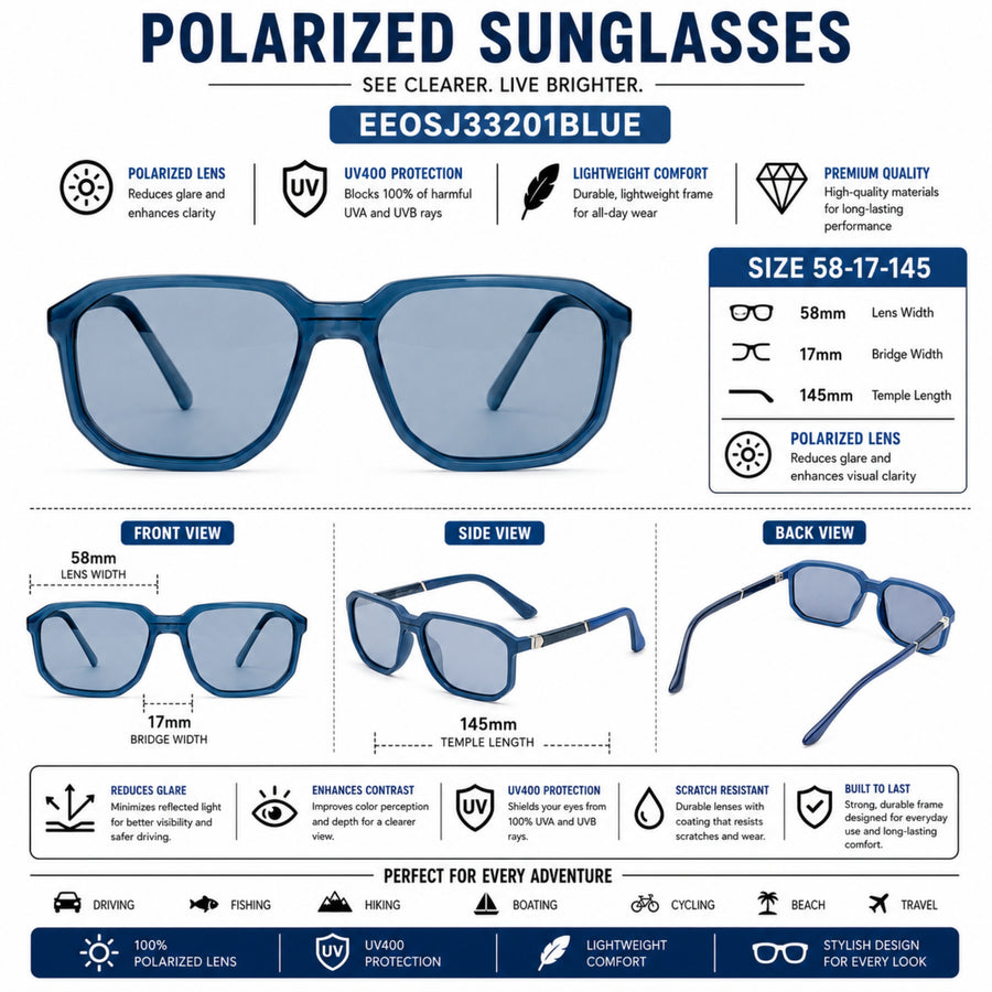 VERLIN 91128 BLUE Polarized Prescription-Friendly Sunglasses — supplied source view 5
