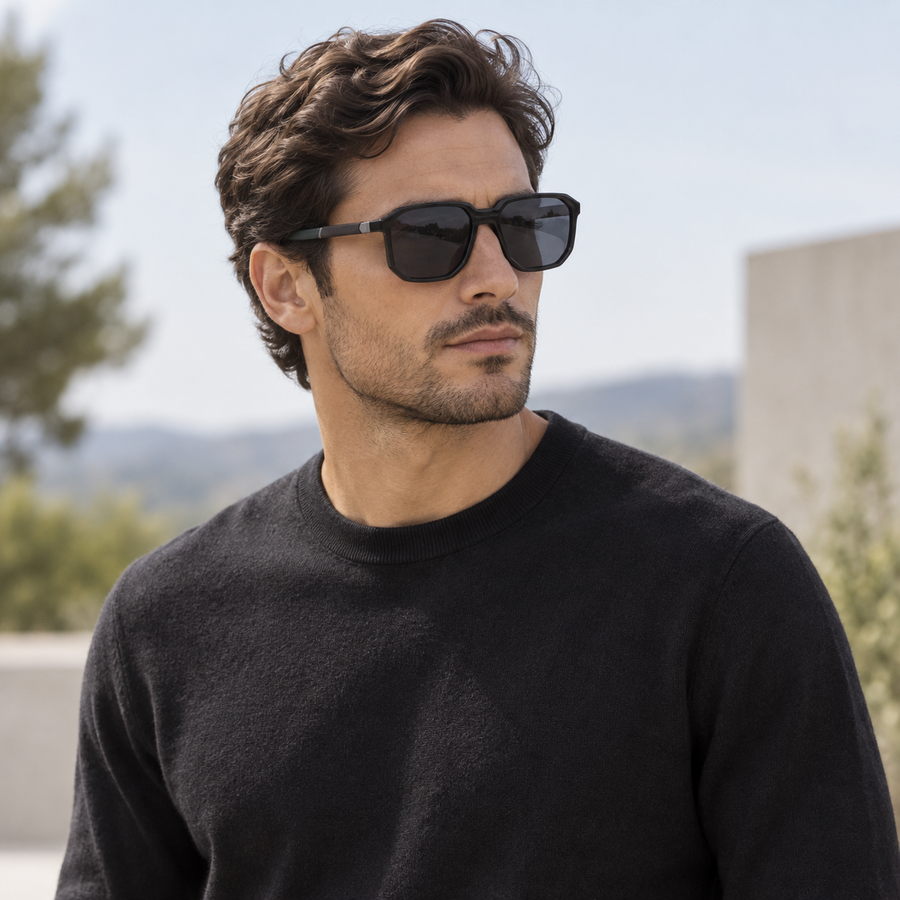 VERLIN 91128 BLK Polarized Prescription-Friendly Sunglasses — colour-accurate model creative