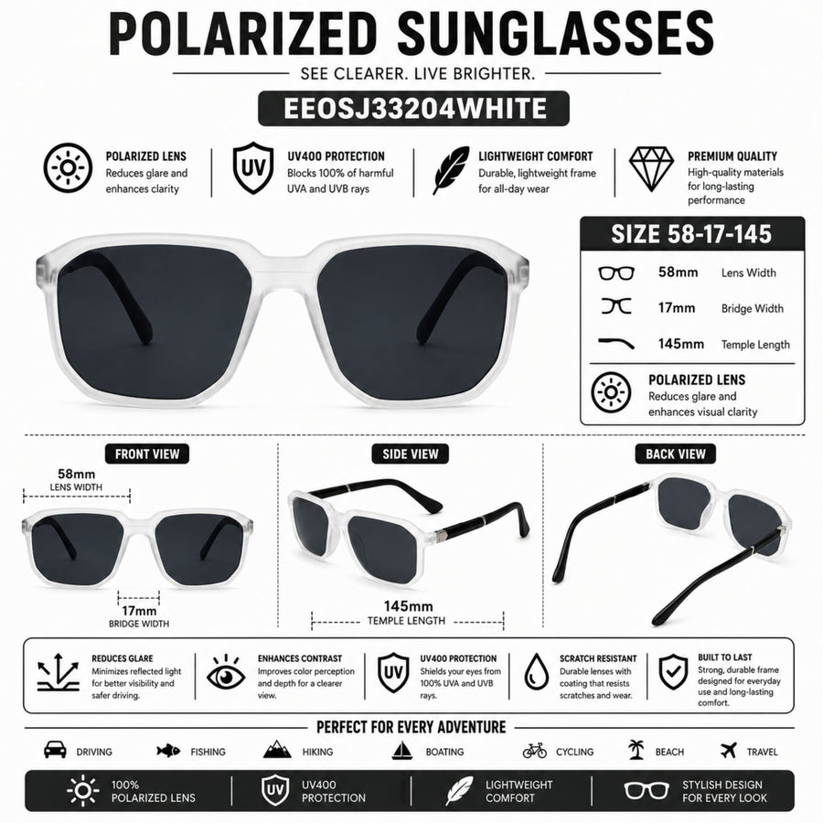 VERLIN 91128 WHITE Polarized Prescription-Friendly Sunglasses — supplied source view 5