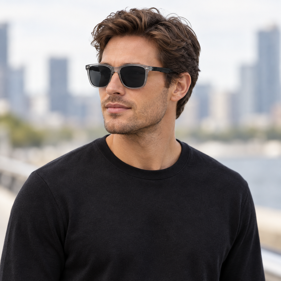 VERLIN 91133 GREY Polarized Prescription-Friendly Sunglasses — colour-accurate model creative