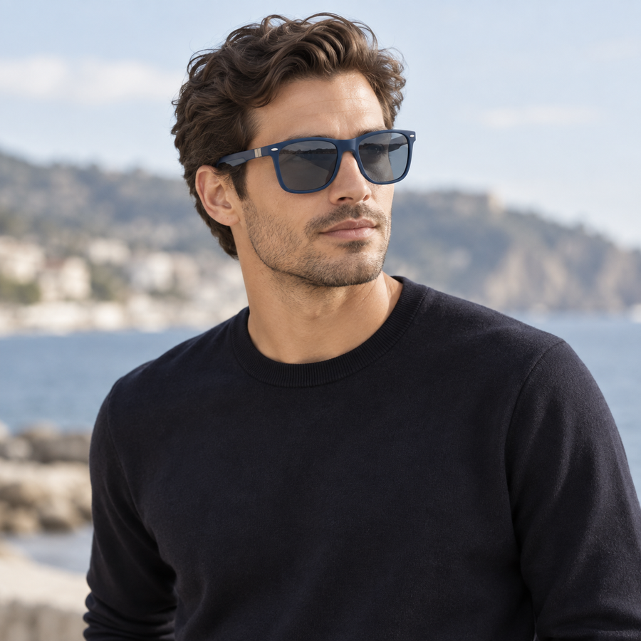 VERLIN 91133 BLUE Polarized Prescription-Friendly Sunglasses — colour-accurate model creative