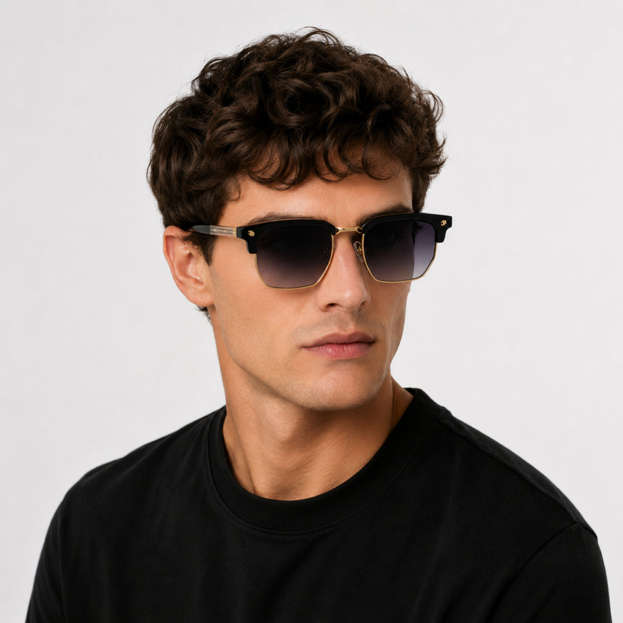 VERLIN 6307 Black Clubmaster Prescription-Friendly Sunglasses — supplied source view 6