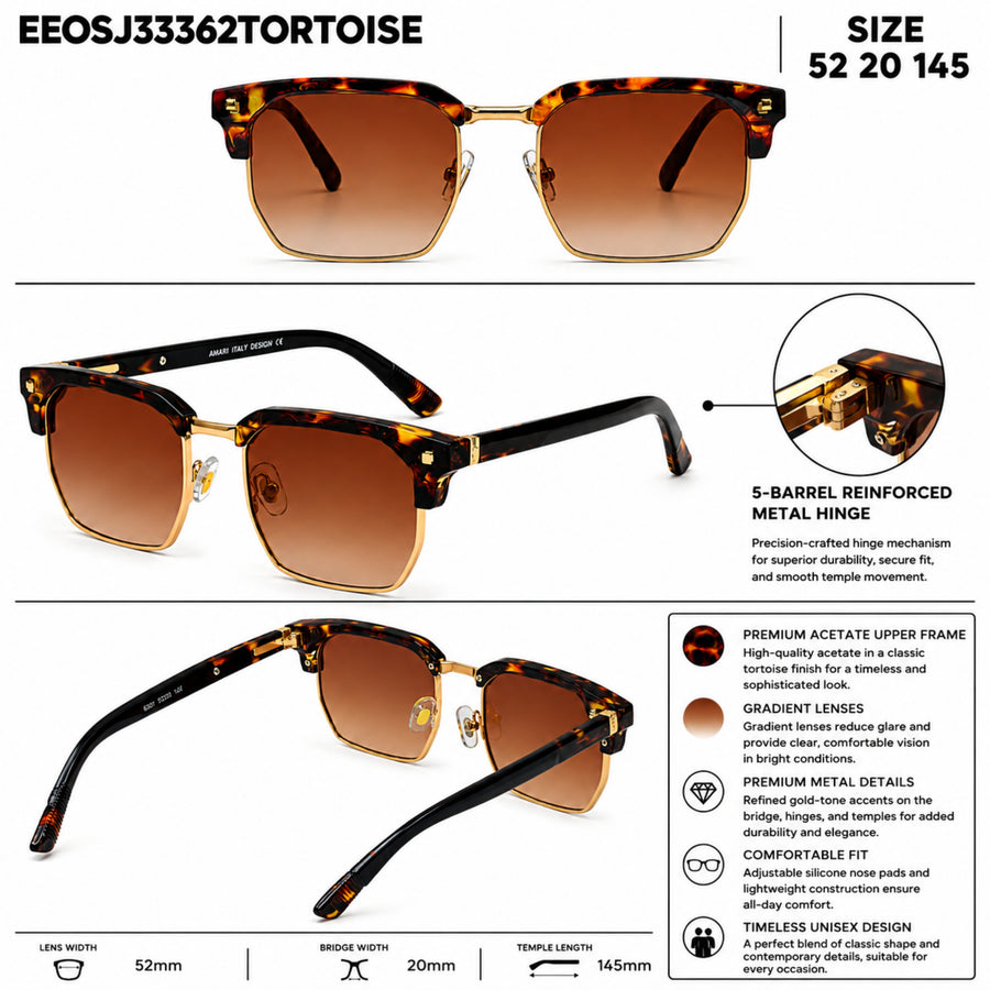 VERLIN 6307 Tortoise Clubmaster Prescription-Friendly Sunglasses — supplied source view 5