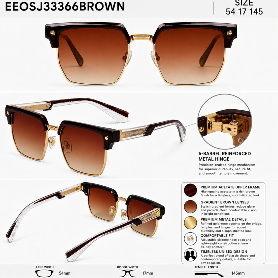 VERLIN 6316 Brown Clubmaster Prescription-Friendly Sunglasses — supplied source view 5