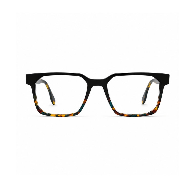 2935 Hand Made Acetate Black Tortoise Rectangle Optical Frame — front