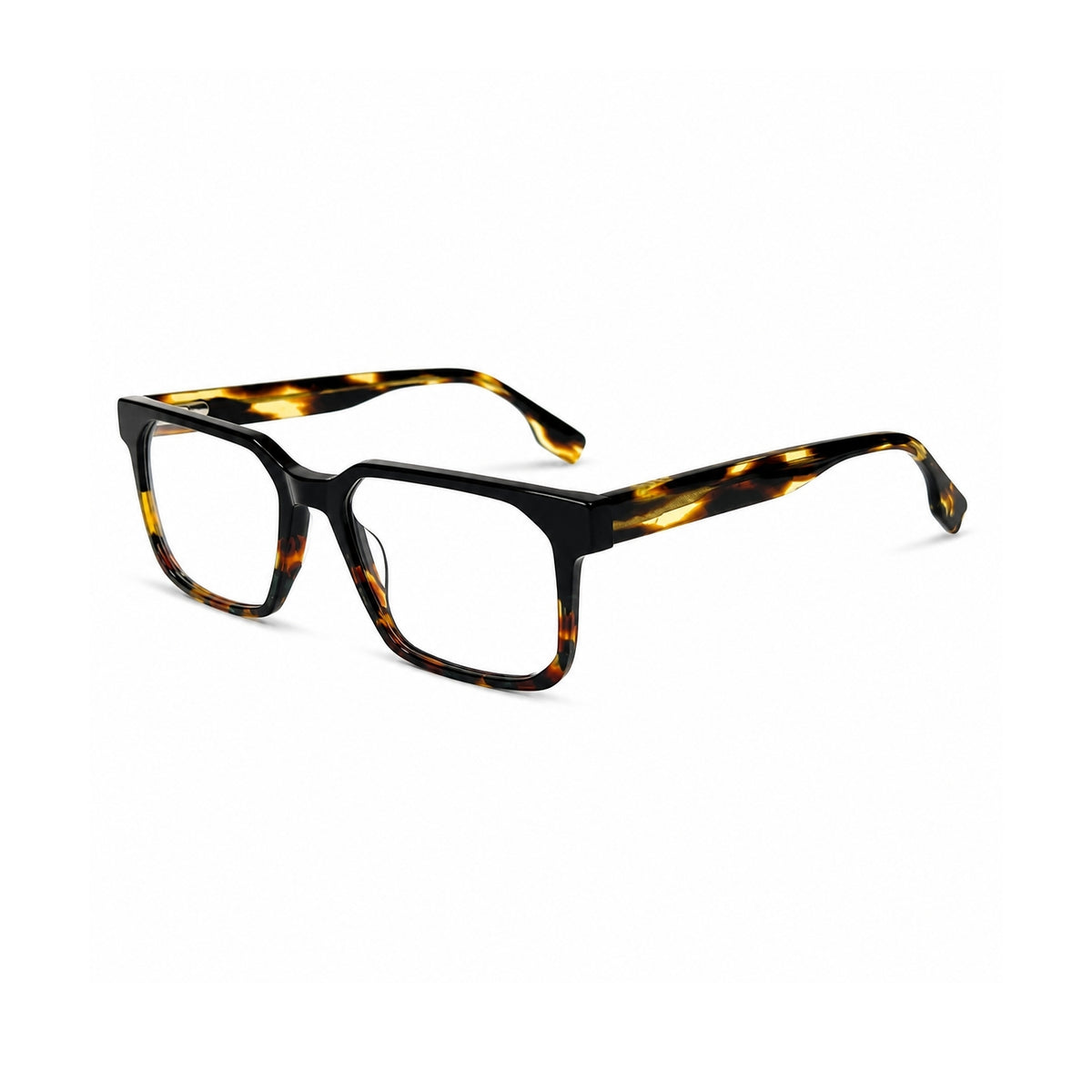 2935 Hand Made Acetate Black Tortoise Rectangle Optical Frame — three-quarter