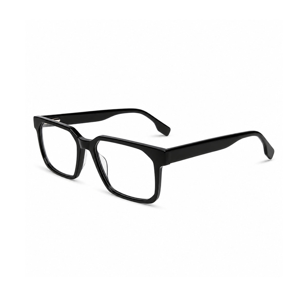 2935 Hand Made Acetate Black Rectangle Optical Frame — three-quarter
