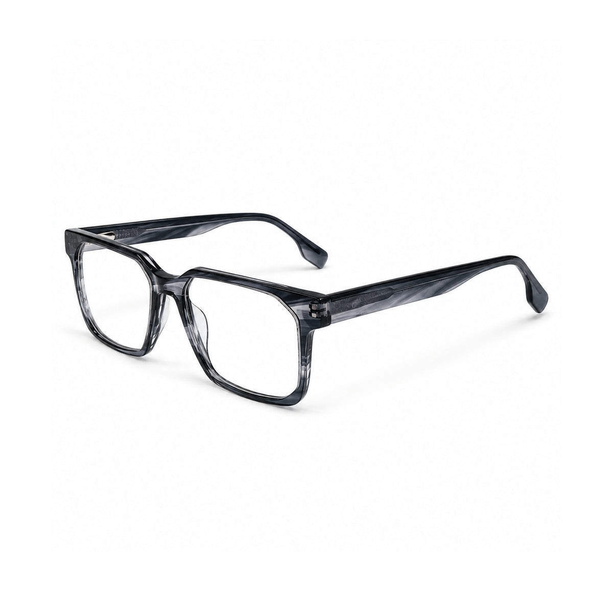 2935 Hand Made Acetate Gradient Grey Rectangle Optical Frame — three-quarter