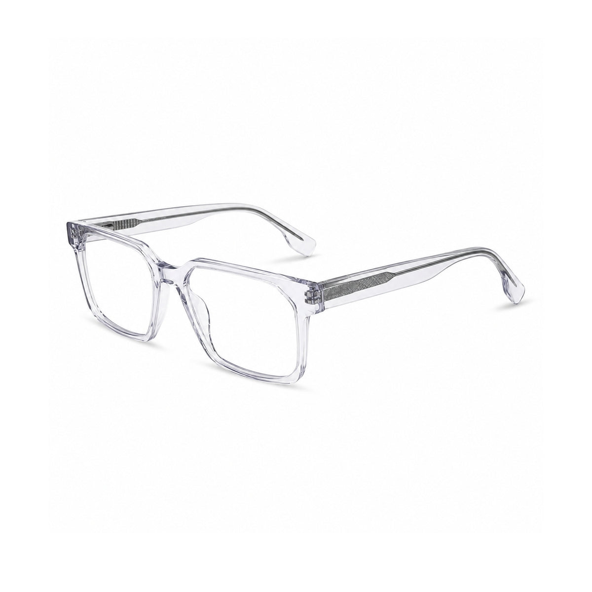 2935 Hand Made Acetate Transparent Rectangle Optical Frame — three-quarter